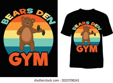 Bear gym t-shirt design. T-shirt design for print. 