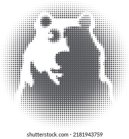 Bärenhalftone, Vektorgrafik, schwarze Punkte Tierdesign einzeln auf Weiß