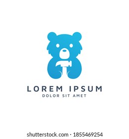 bear and hammer negative space logo design