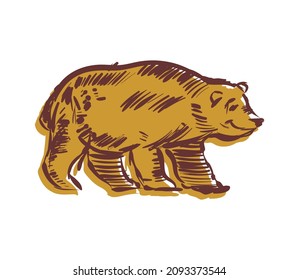 Bear Hand drawing. Beast engraving. vector illustration