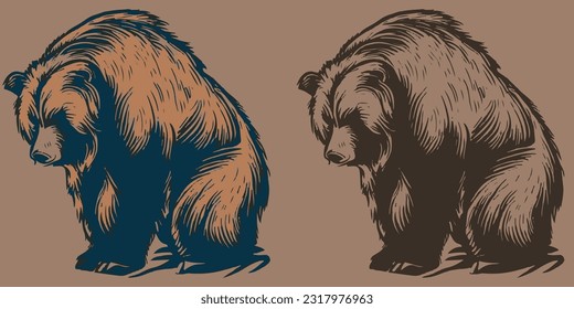 bear Hand drawn drawing eps10