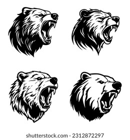 Bear hand drawn logo design illustration with a rustic charm, perfect for outdoor brands and adventure themed businesses. Wilderness, strength, nature inspired, rugged, versatile.