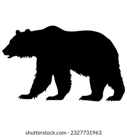 Bear Hand drawn Silhouette . Vector isolated on white graphic element. Wild animal symbol. Retro print design. Vector illustration