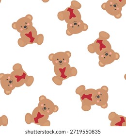 Bear  hand drawn sketch illustration of Teddy with heart vector for kids