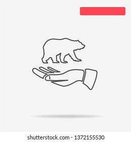 Bear and hand icon. Vector concept illustration for design.