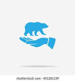 Bear and hand icon. Vector concept illustration for design.