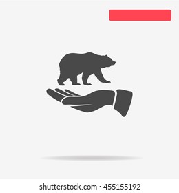 Bear and hand icon. Vector concept illustration for design.