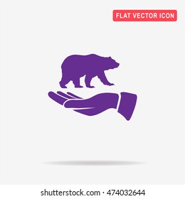Bear and hand icon. Vector concept illustration for design.