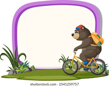 A bear happily cycling through a grassy area