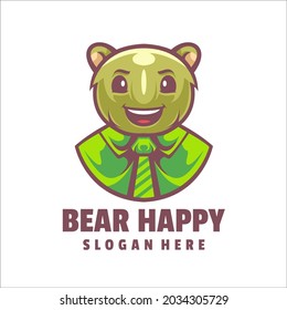 bear happy logo design vector