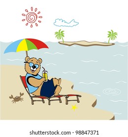 bear has a rest on a beach