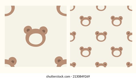 Bear hat seamless pattern. Hand drawn illustration. Vector for fabric, background, wallpaper, print, packaging or other uses.