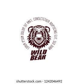 BEAR HEAD 03.Isolated vector illustration on white background