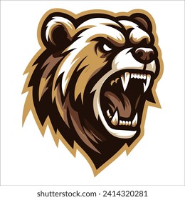 bear head , Aggressive bear's head.