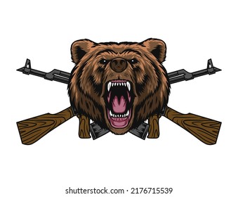 bear head and ak47 illustration