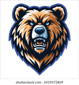 Bear head , Angry fierce bear mascot