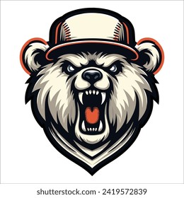 Bear head , Angry bear mascot logo design