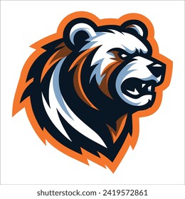 Cabeza de oso, logotipo de mascota de oso enojado