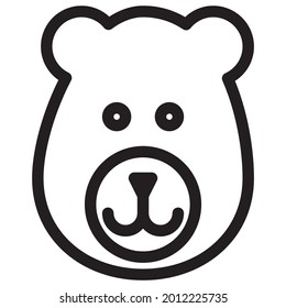 Bear Head Animal Icon Outline White Background Vector Illustration