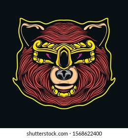 bear head artwork illustration on the dark background