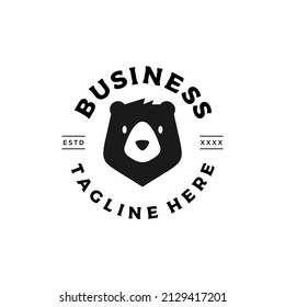 Bear head badge logo design vector illustration