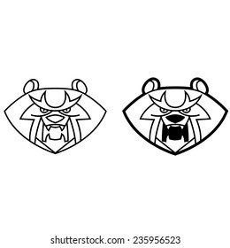 Bear head with bared fangs stylized growls - useful for logos design T-shirts labels and mascots