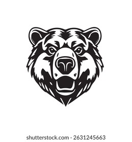Bear head black silhouette on white background. Bear Face Icon. Minimal Bear Head Symbol. Vector illustration.