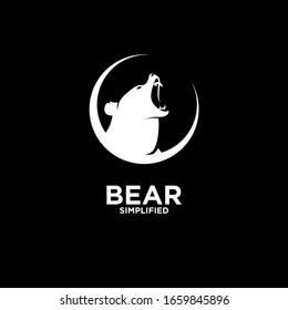Bear head circle logo icon design vector illustration with isolated black background
