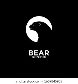 Bear head circle logo icon design vector illustration with isolated black background
