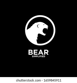 Bear head circle logo icon design vector illustration with isolated black background
