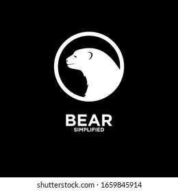 Bear head circle logo icon design vector illustration with isolated black background
