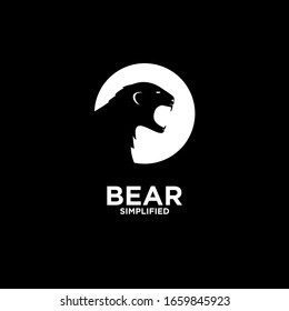 Bear head circle logo icon design vector illustration with isolated black background
