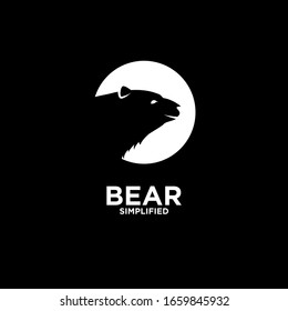 Bear head circle logo icon design vector illustration with isolated black background
