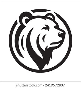 Cabeza de oso , Diseño del logotipo minimalista del círculo de la cabeza del oso