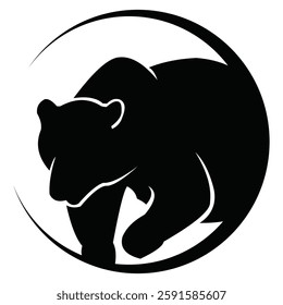 Bear head , Bear head circle minimalist logo design