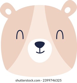 Bear Head With Closed Eyes Vector Illustration
