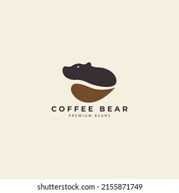 bear head coffee coffee bean logo design vector icon illustration