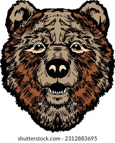 bear head colored illustration, can be used for logos, mascots, clothing, and more isolated in white background