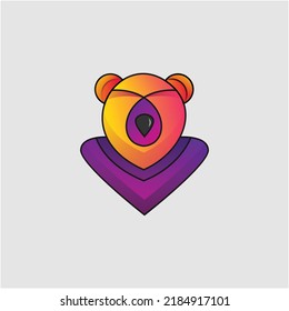 bear head colorful logo design template
