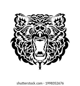 Ilustración del libro de coloreado de la cabeza del oso. Coloración antiestrés para adultos. líneas en blanco y negro. Impresión para camisetas y libros de colorido.