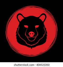 Bear Head designed on grunge circle background graphic vector.