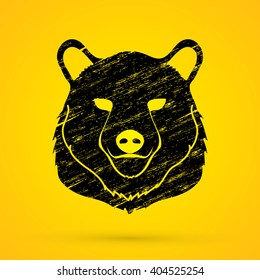 Bear Head designed using black grunge brush graphic vector.