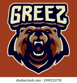 Bear head e sport logo mascot