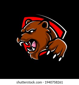 Bear Head E Sport Mascot Logo