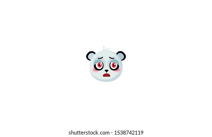 bear head, emoticon with a panda, emotion sadness, sad