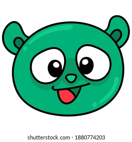 bear head emoticon with smiling face, doodle icon image. cartoon caharacter cute doodle draw