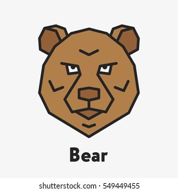 Bear Head Face Minimalistic Colorful Flat Line Outline Stroke Icon Pictogram Symbol Emblem