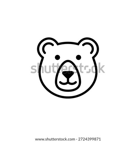 Bear head and face outline. Cute bear head line icon, outline grizzly or teddy bear face. Vector illustration on white background.