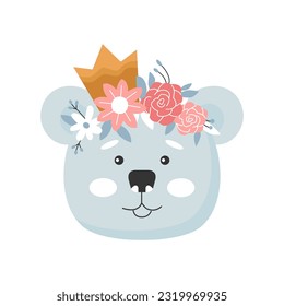 Bear head and flower