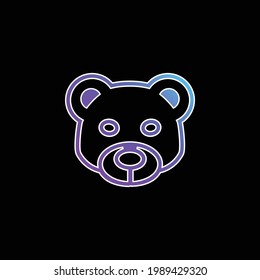 Bear Head Frontal Outline blue gradient vector icon
